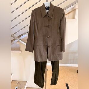 Vintage Bebe Brown Button-Up Jacket and Pants Set